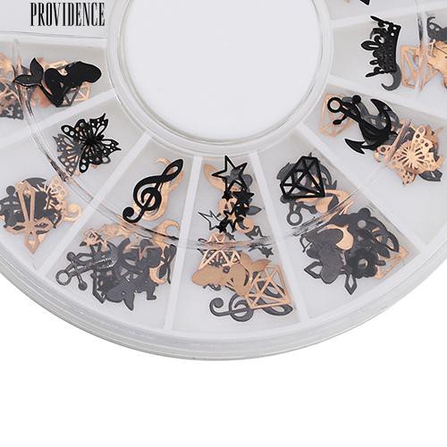 [Bayar Di Tempat]  3D Logam Natal Nail Art Decor Iris Hitam Perunggu Stiker Decal Foil Roda