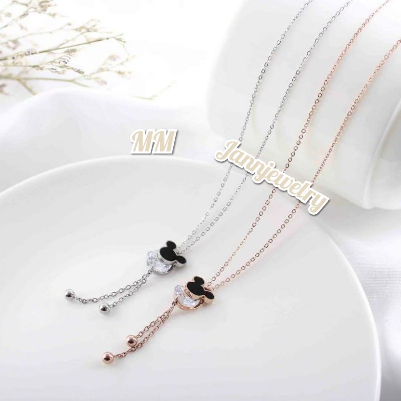 Kalung Titanium Asli Anti Karat One Stone Fashion Korea Simple