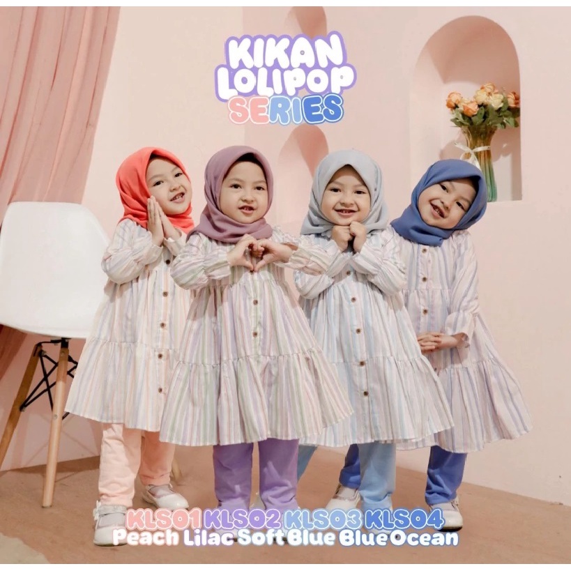 cutekids - set tunik kikan anak perempuan 1-6 tahun lollipop series