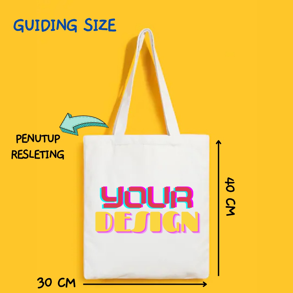 New totebag aesthetic custom satuan kain drill TOTE tas printing design sesukamu suka suka (resleting) || kiiyoomii ||