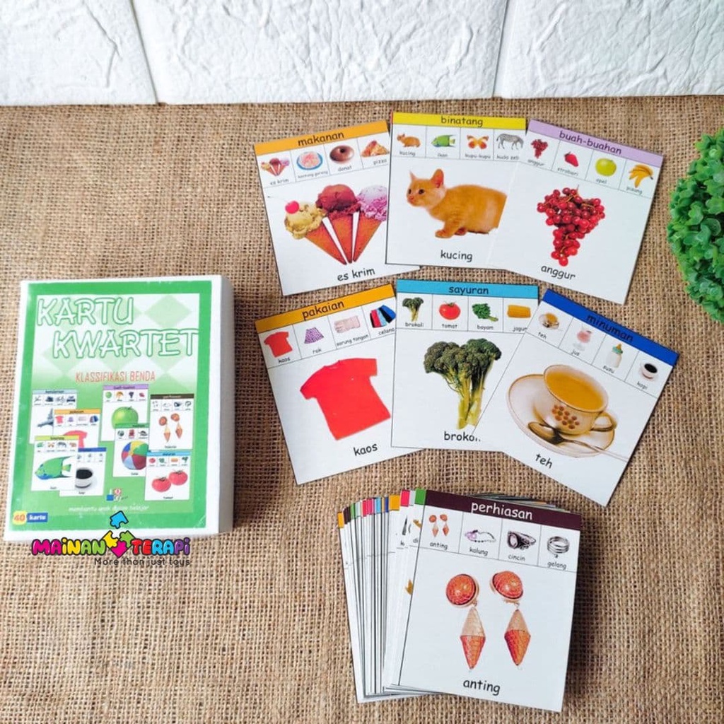 Mainan Terapi IQ DEV Kartu Kwartet Terapi Wicara Flashcard Kartu Wicara ABK
