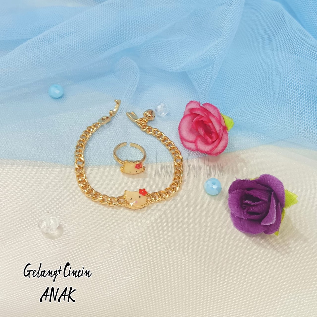 GELANG+CINCIN ANAK PLAT KARAKTER UNIK TITANIUM RANTAI MEWAH ANTI KARAT&amp;ANTI LUNTUR