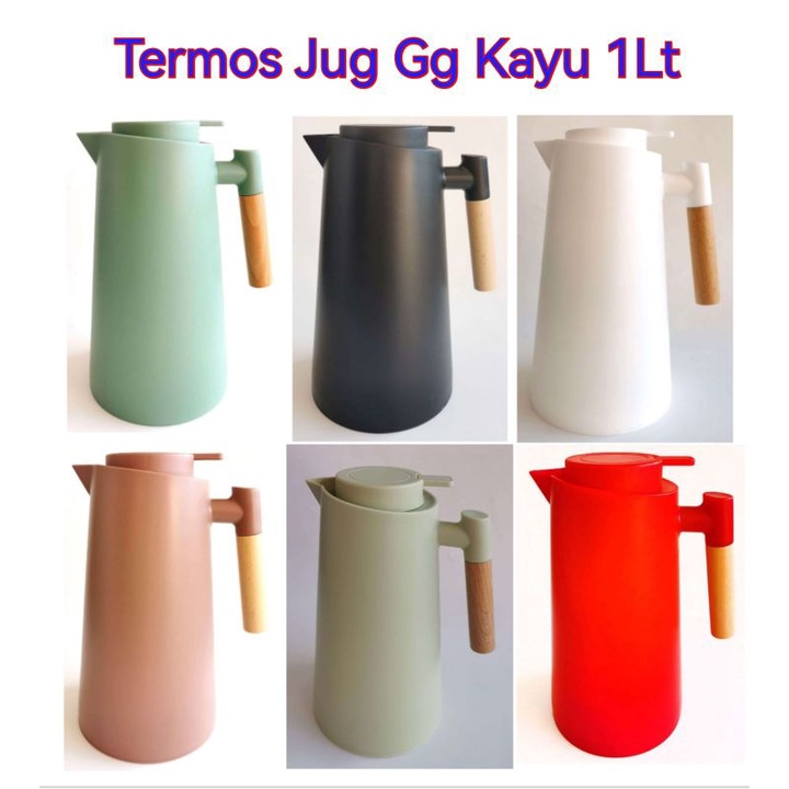 Termos Jug Teko Gagang Kayu 1L Liter