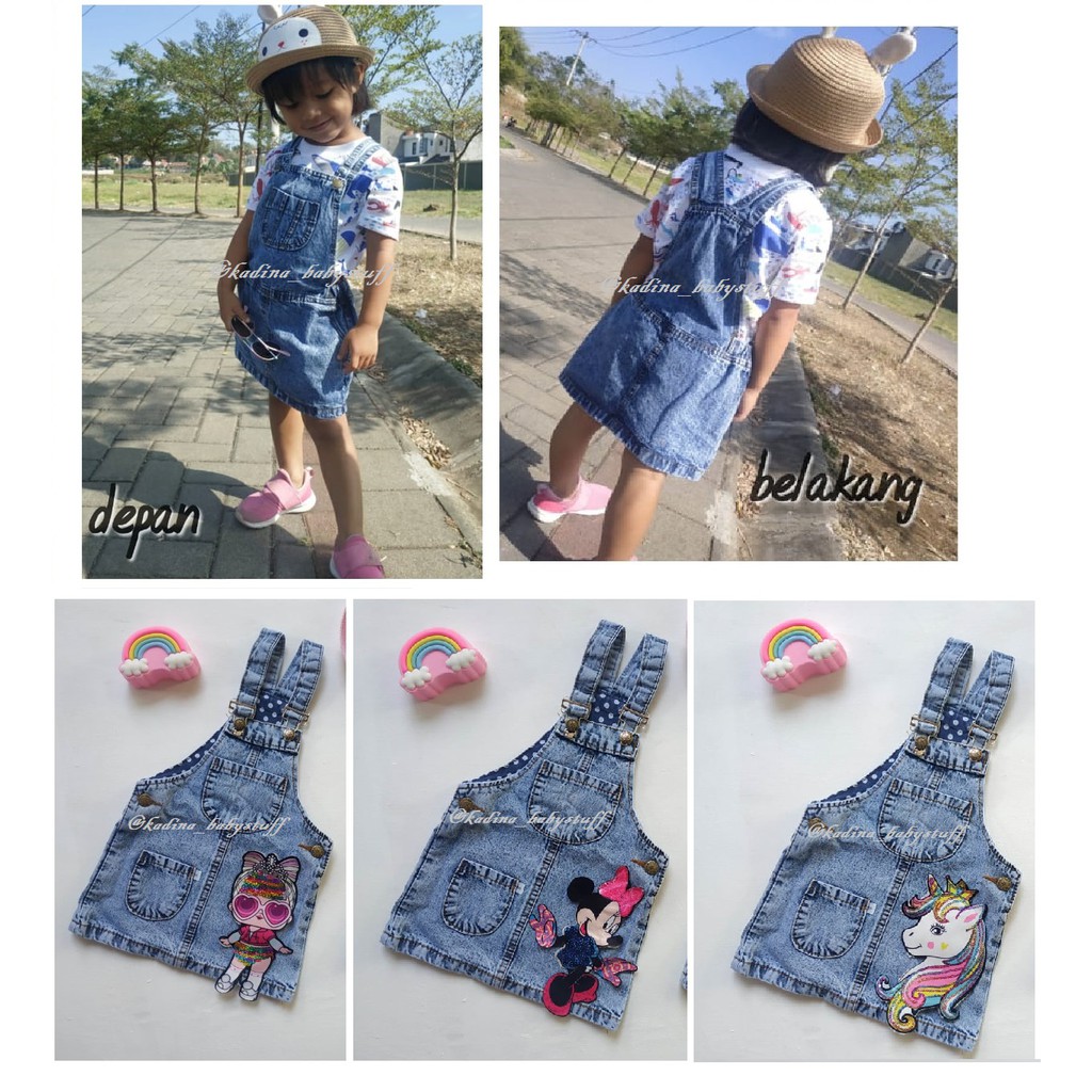 OVERALL JEANS ANAK LOL LED / OVERALL ROK SNOW BLUE/ OVERALL RIPPED ANAK PEREMPUAN