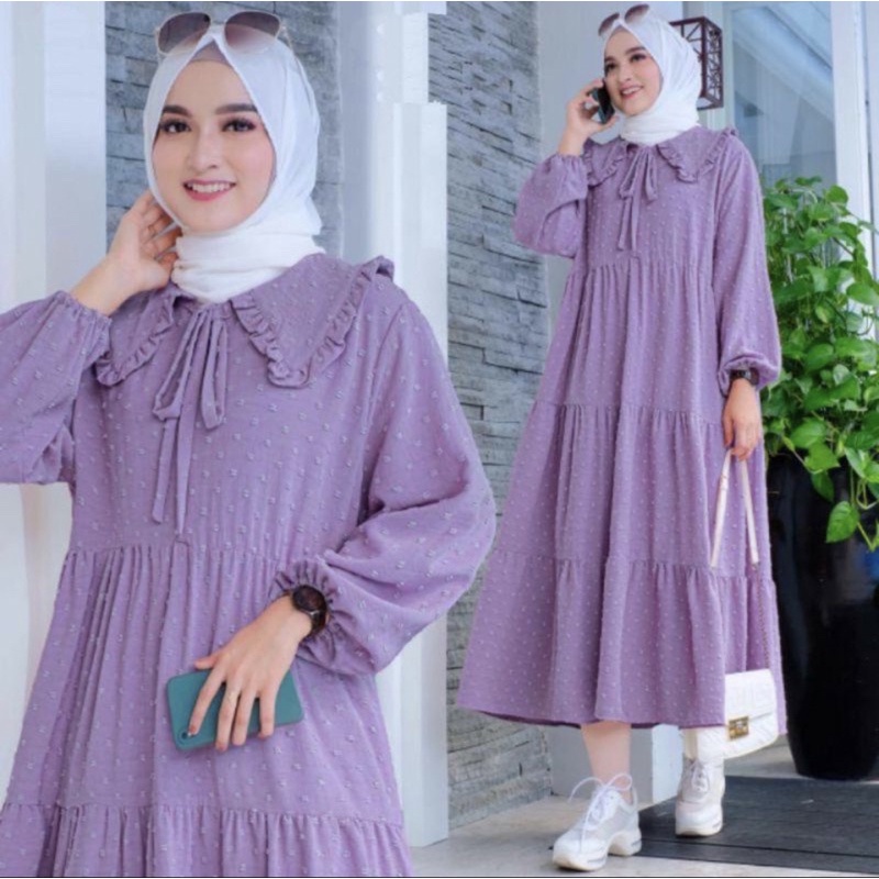 PUNGKY MIDI DRESS / ZAMIRA MIDI DRESS / MIDI DRESS CRINCLE URAGIRI FIT M TO XXL / MIDI DRESS REMPEL 
