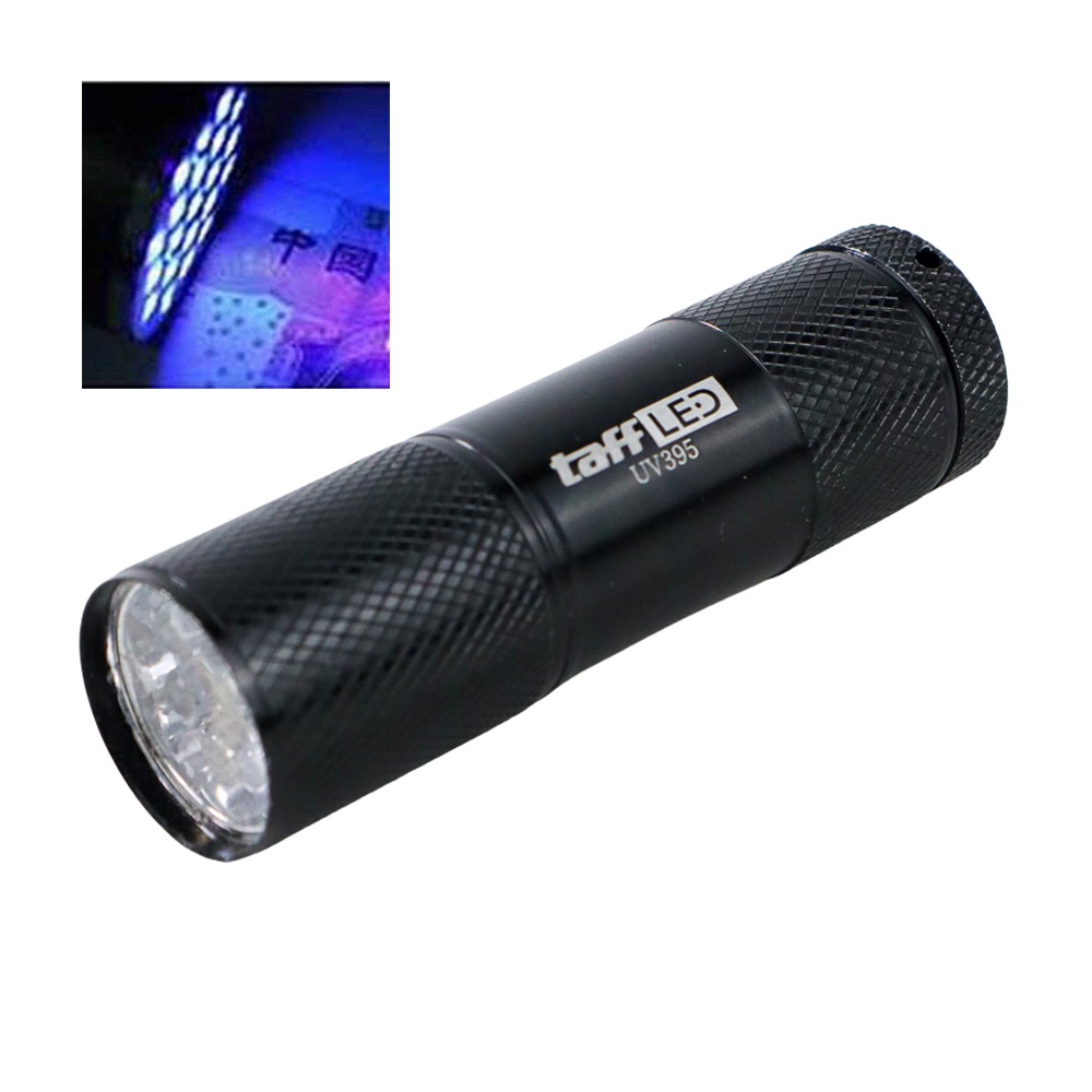 Senter LED Mini Ultraviolet UV 400nm 9 LED - UV365 - OMFL3WBK Black