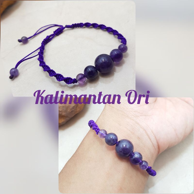 Gelang Pria Wanita Batu Kecubung Ungu Asli