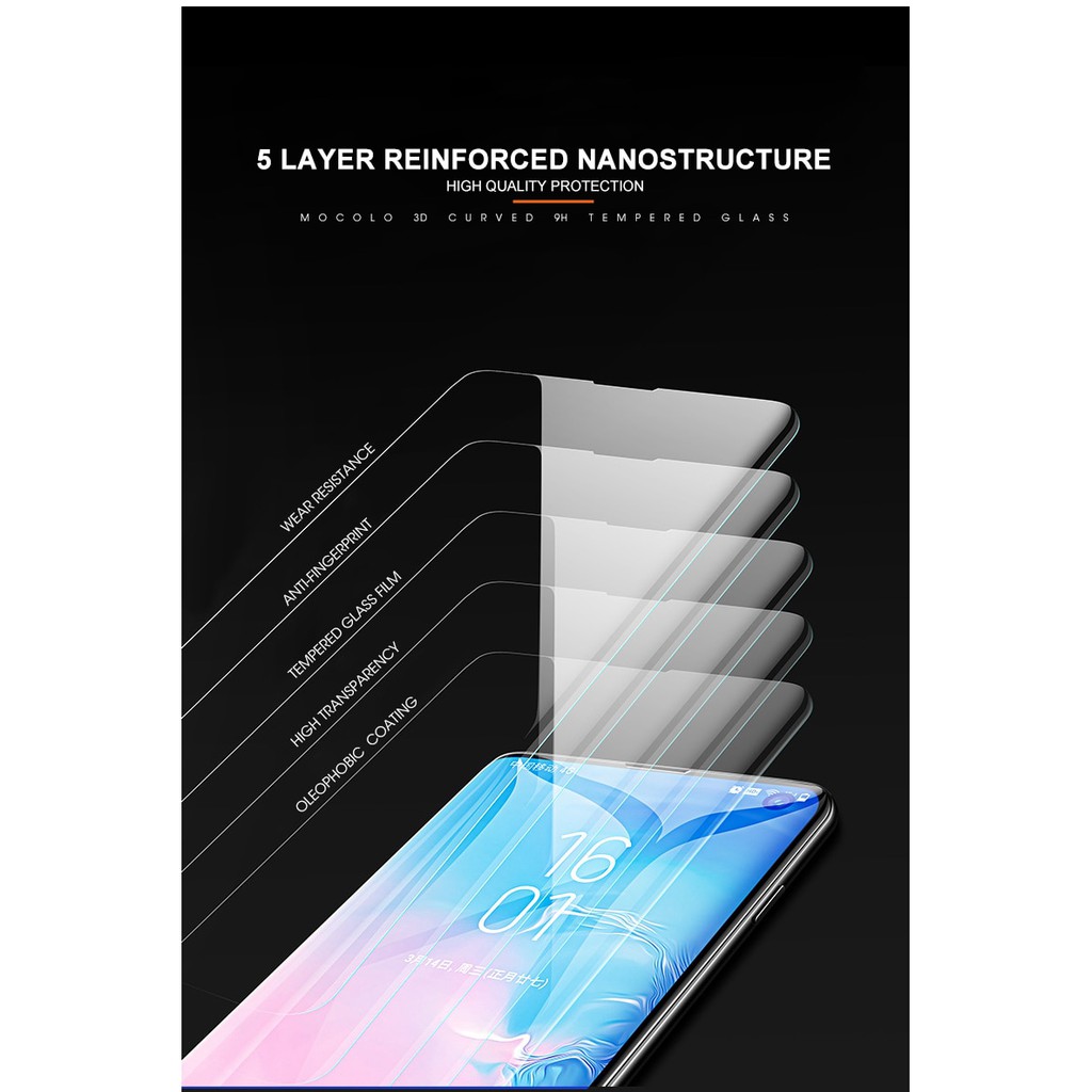 Mocolo Samsung Note 10 / Note 10 Plus UV Liquid Glass 3D Tempered Glass Full Cover Edge Guard