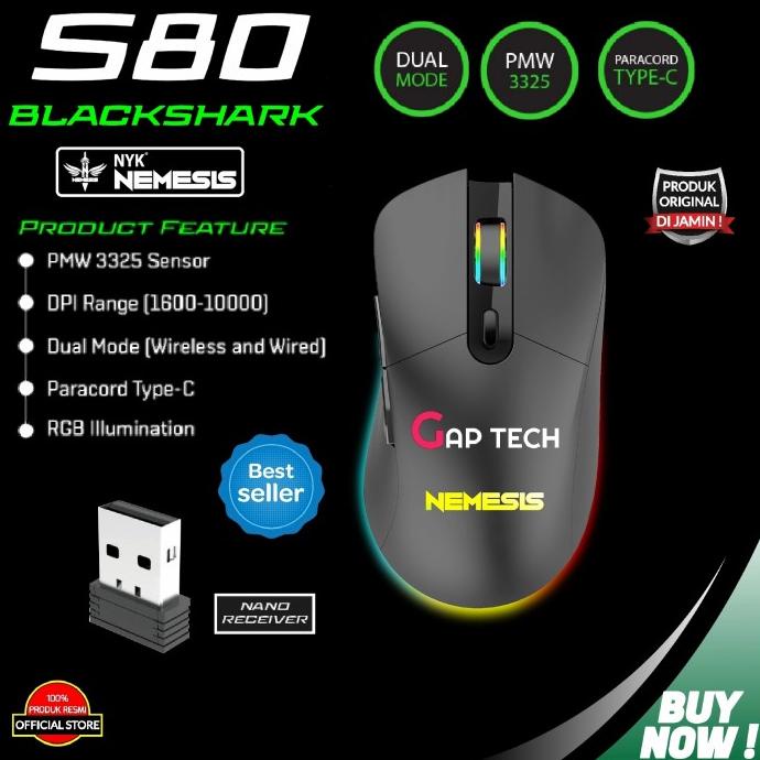 NYK Nemesis S80 / S 80 / S-80 BLACK SHARK Gaming Mouse Original