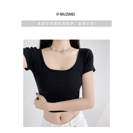 S - XL LMB NIUZIMEI ROUND NECK CROPTOP KAOS WANITA