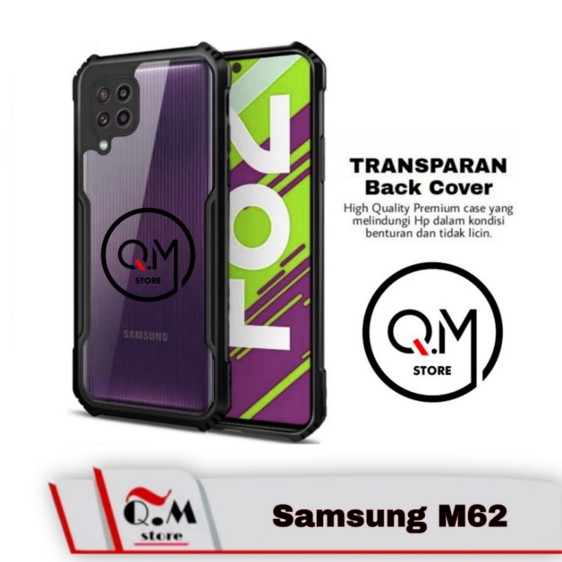 PAKET 3-IN-1 Case Samsung M62 Softcase Transparan TPU High Quality Free Tempered glass 9D Full Layar