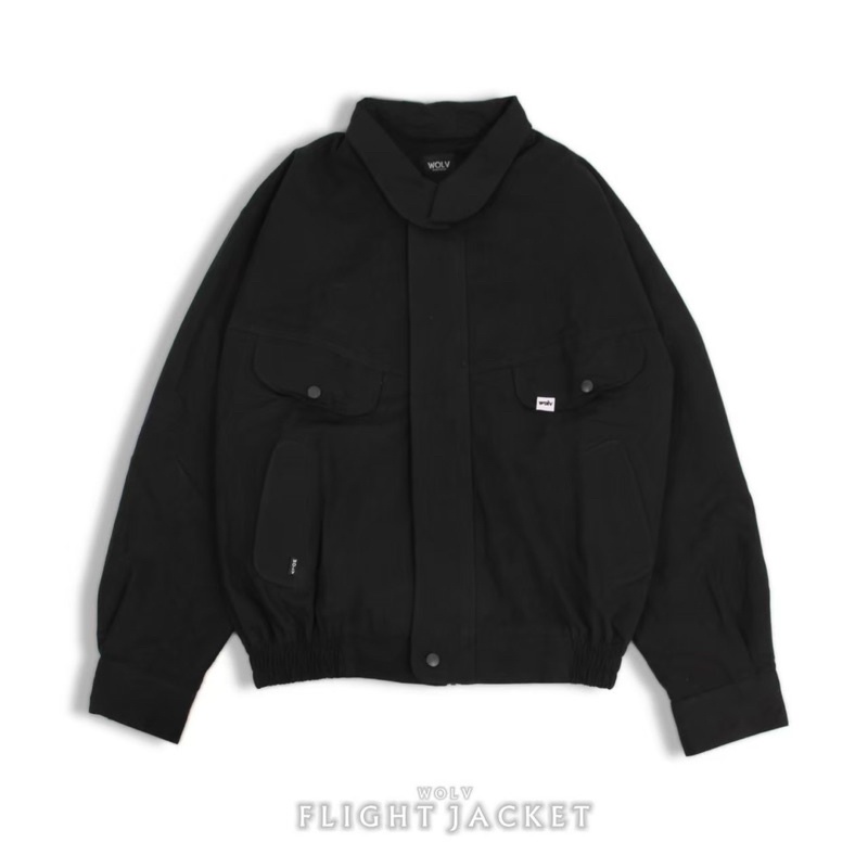 WOLV ORIGINAL Jaket Pilot Jaket Flight Jaket Vintage Jaket Bomber Hitam