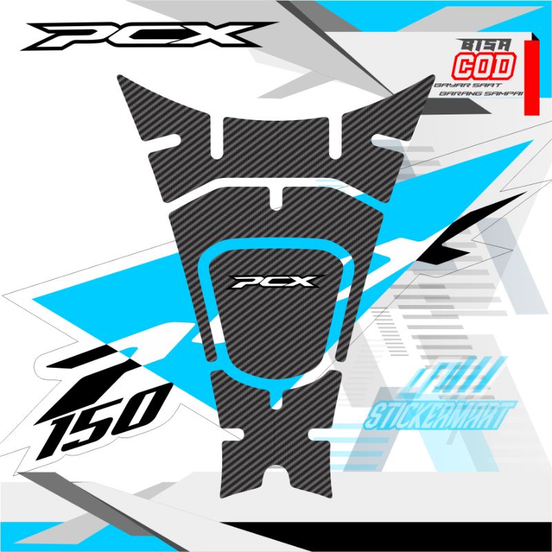 Tankpad PCX 150 motif carbon resin bening bisa pilih motif