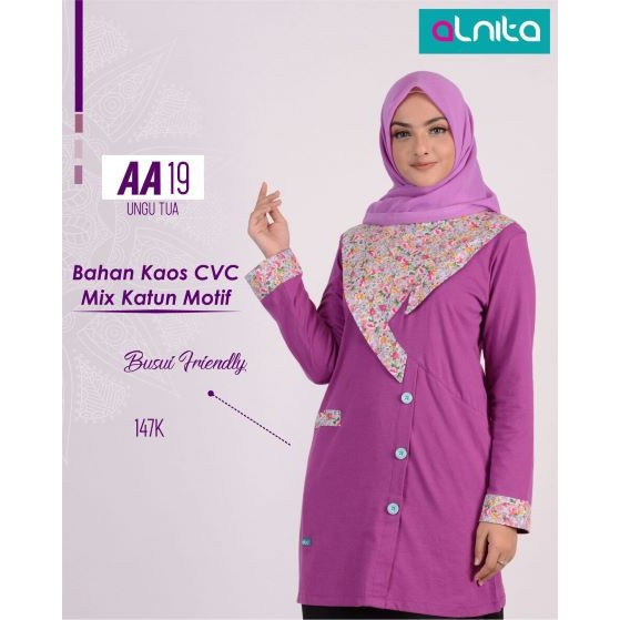 [ORI 100%] ALNITA ATASAN AA 19 BLOUSE KAOS BAJU PANJANG BRANDED NIBRAS OLAHRAGA