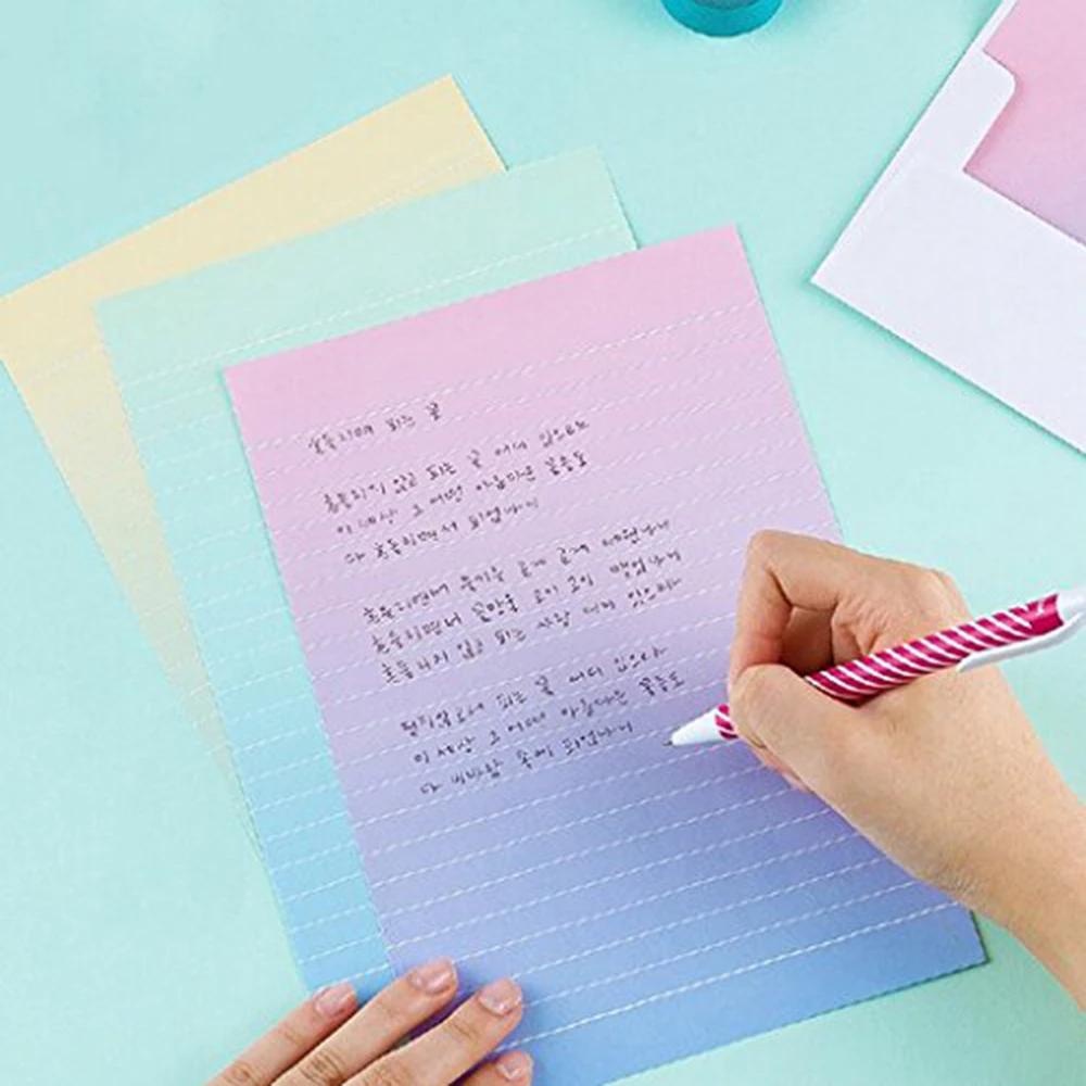 Kertas Alat Tulis Tulisan Agustina Perlengkapan Sekolah Siswa Gradien Warna-Warni Rainbow Stationary Letter paper