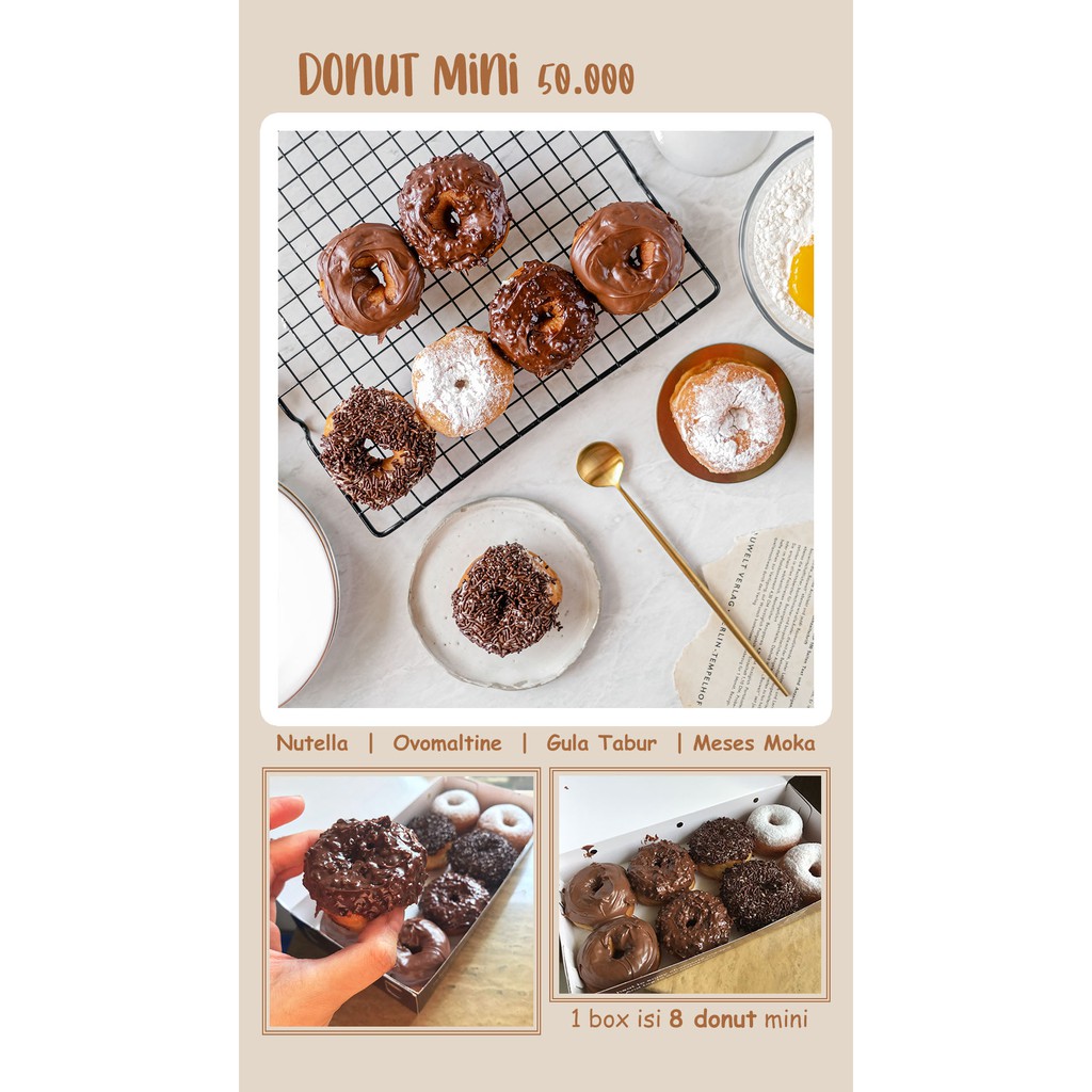 Donat sourdough mini ( nutella ovomaltine meses gula tabur )