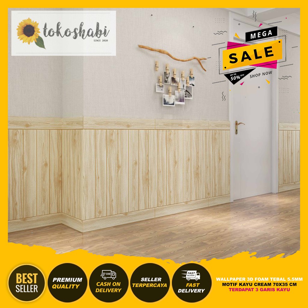 Wallpaper Dinding 3D Foam Kayu Ketebalan 5.5mm-2