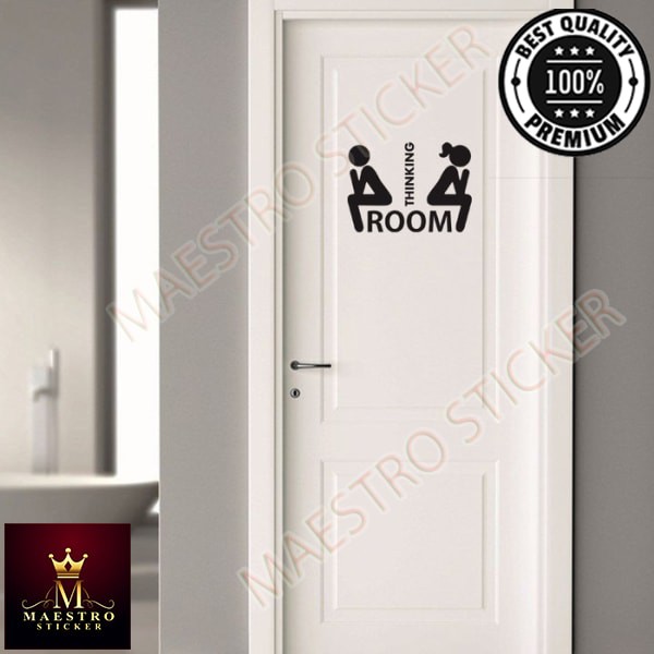 Jual Cutting Sticker Toilet Thinking Room Stiker Pintu Cafe Rumah Kantor Hitam Shopee Indonesia