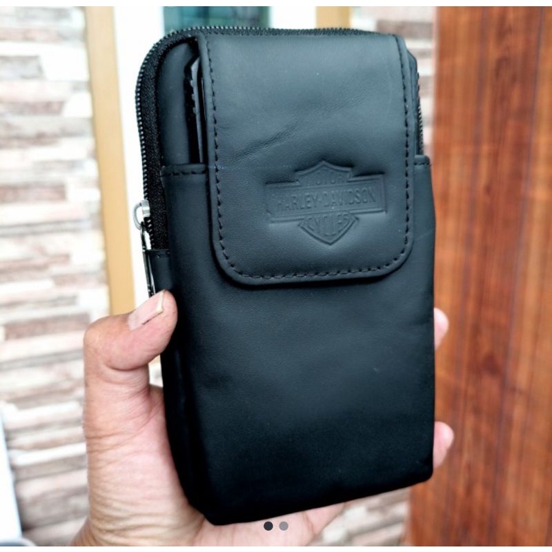 sarung HP kulit asli double Harley Davidson termurah
