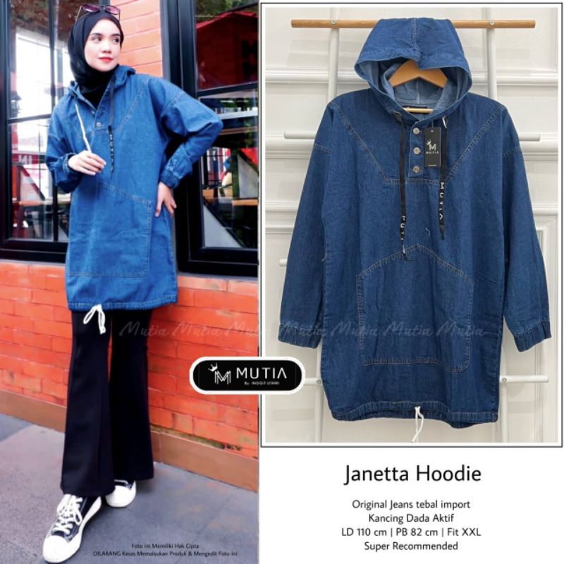 JANETTA HOODIE BY MUTIA // JAKET JEANS WANITA // Jaket hoodie wanita jeans