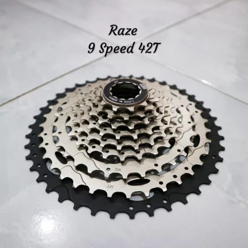 SPROCKET CASSETE SLOP 9 SPEED 42T RAZE GIR BELAKANG SEPEDA MTB LIPAT FEDERAL ROADBIKE DLL