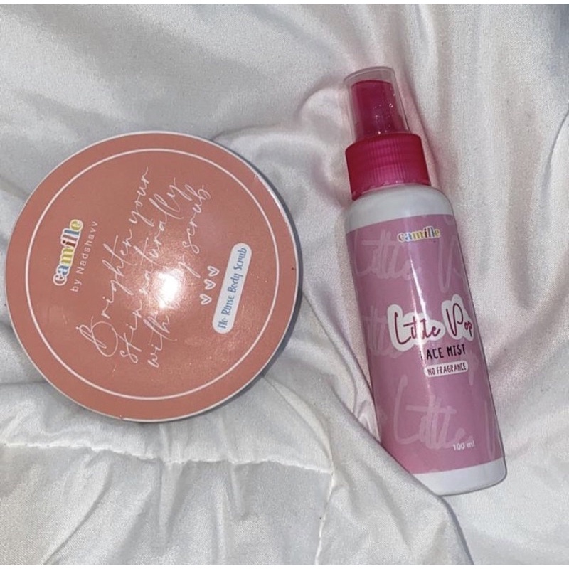 CAMILLE BEAUTY STRAWBERRY YOGHURT BODY SCRUB / LULUR CAMILLE & CAMILLE LITTLE POP FACE MIST