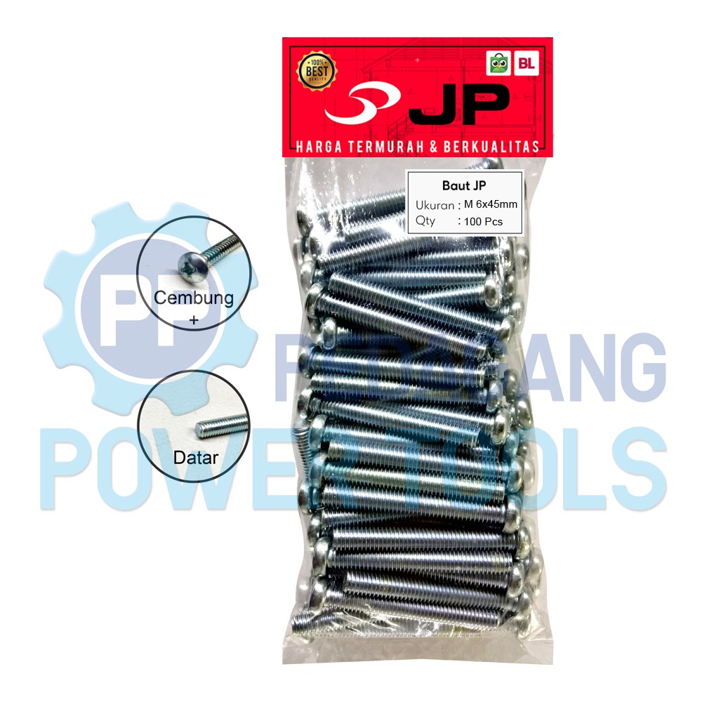 BAUT JP M 6 x 45 MM - SEKRUP SKRUP BAUT JP 6x45 M6 x 45 ISI 100 PCS