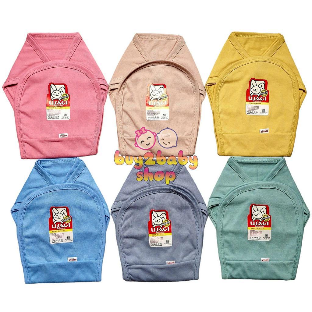 Popok bayi lusinan model tali warna polos premium bahan katun combed halus lembut Usagi isi 3-12 PCS