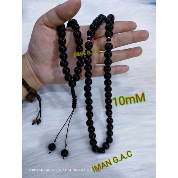 tasbih batu limbad 10mm 99butir asli/tasbih batu black jade oleh2 haji tidak akan luntur