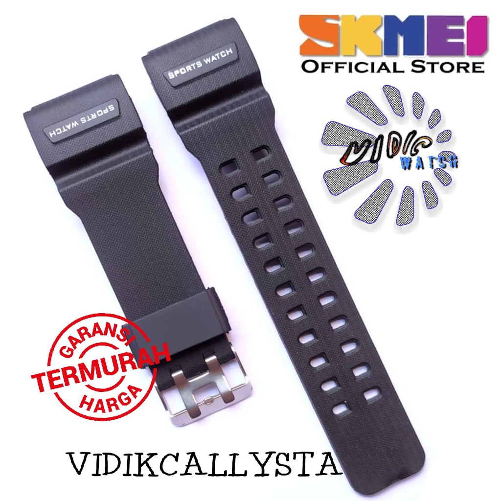 Strap tali jam tangan Skmei 1358 SKMEI 1358 Hitam list Putih