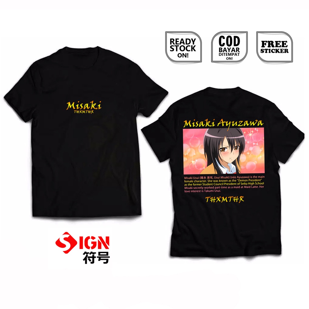 KAOS MISAKI AYUZAWA KAICHOU WA MAID SAMA ANIME MANGA WAIFU SEIKA HIGH SCHOOL TAKUMI USUI RUI USUI SARA SATSUKI HYOUOU BAJU JEPANG JAPAN CULTURE COSPLAY WIBU OTAKU - SIGN CLOTH