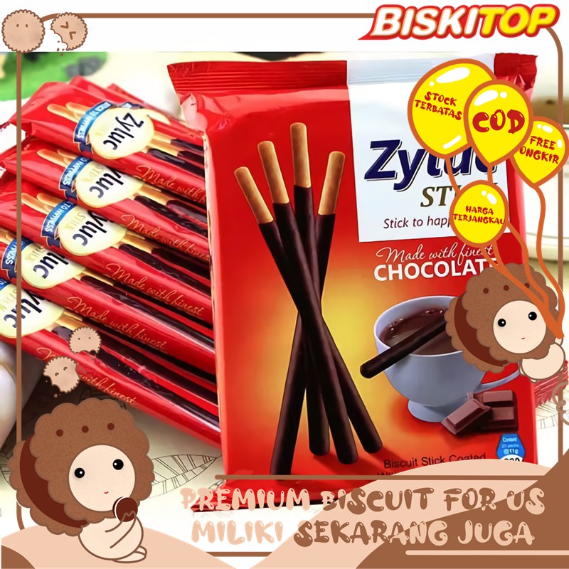 BISKITOP - ZYLUC STICK 220g Biskuit Anak Dewasa Enak Renyah Biscuit Coklat/Cokelat Terbaru Lezat