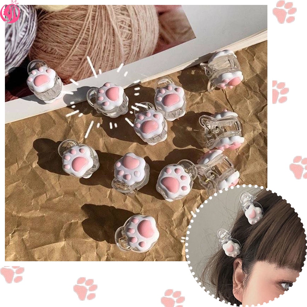 2pcs / Set Jepit Rambut Bentuk Kartun Cakar Kucing Mini Gaya Korea Untuk Hiasan Kepala Wanita