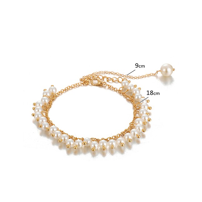 LRC Gantung Gold Artificial pearl Single Layer Bracelet D53741