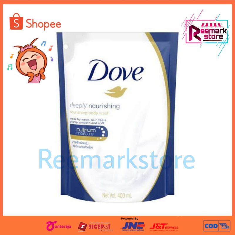 DOVE Deeply Nourishing 400 ml 400ml Body Wash Sabun Mandi Cair Refil Biru Tua Deep