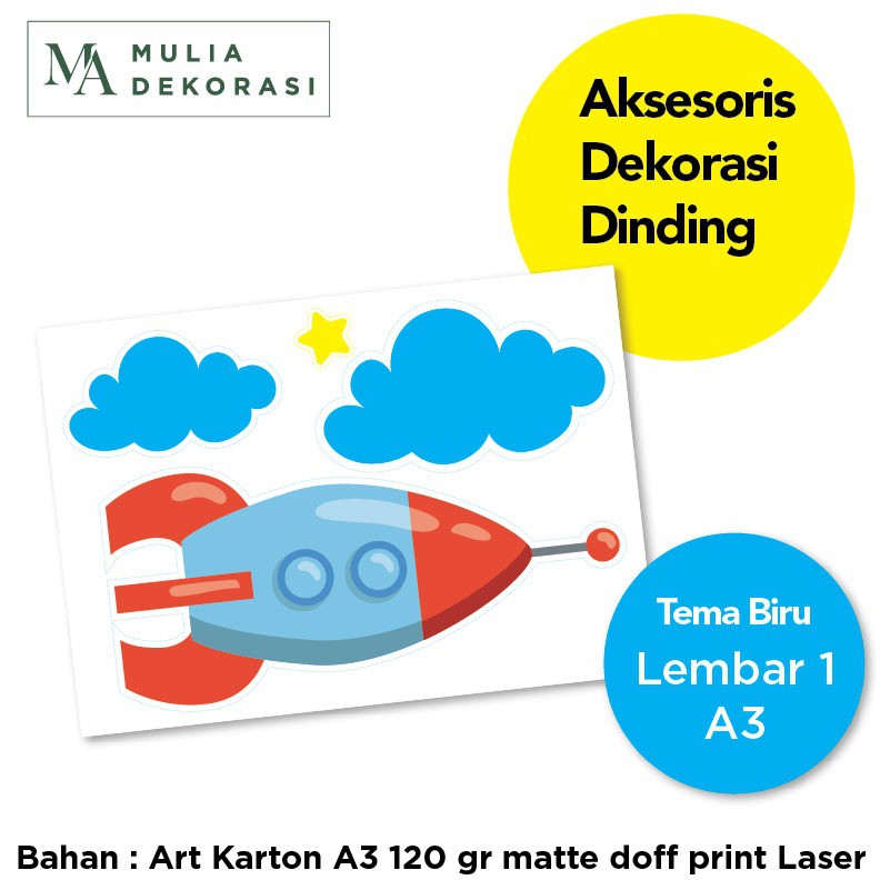 Aksesoris Dekorasi Dinding Aqiqah Khitan Ulang Tahun Laser A3 Sticker Paper 150gram 3 LEMBAR