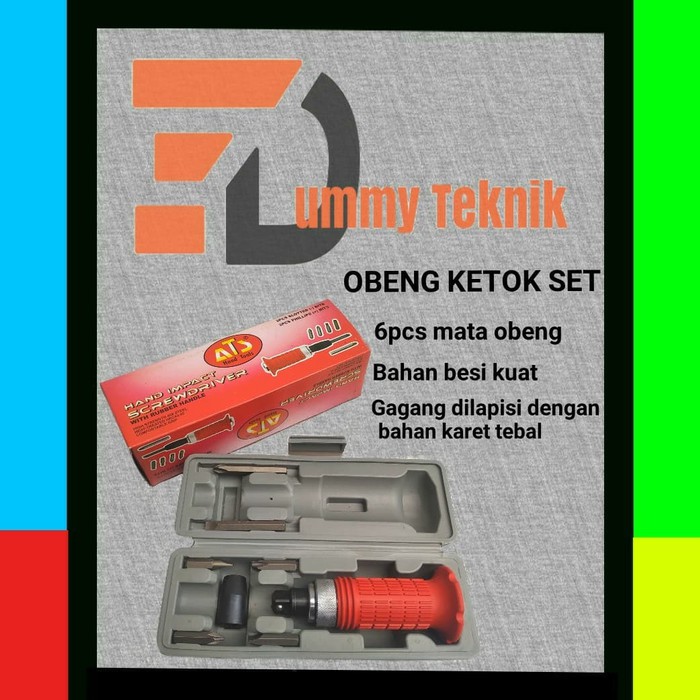 Obeng Ketok Set/ Obeng Ketok Gagang Karet ATS