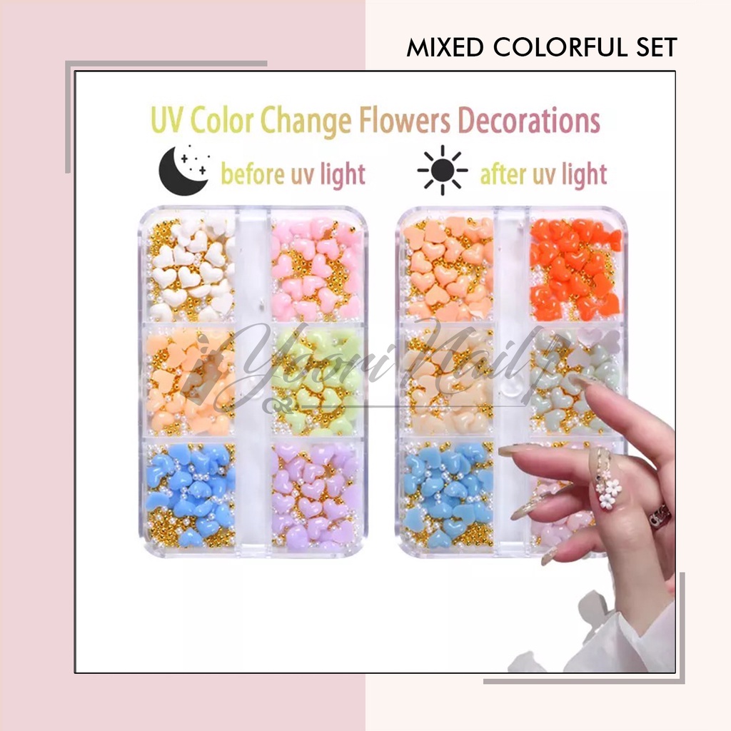 Mixed colorful set flower set resin rose pack warna colorful random bunga resin nail art case hiasan flower