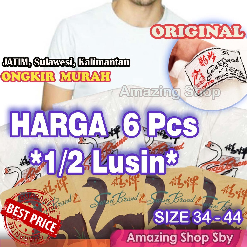 s Grosir 1/2 Lusin Kaos Oblong Pria Swan Brand Harga untuk 6Psc