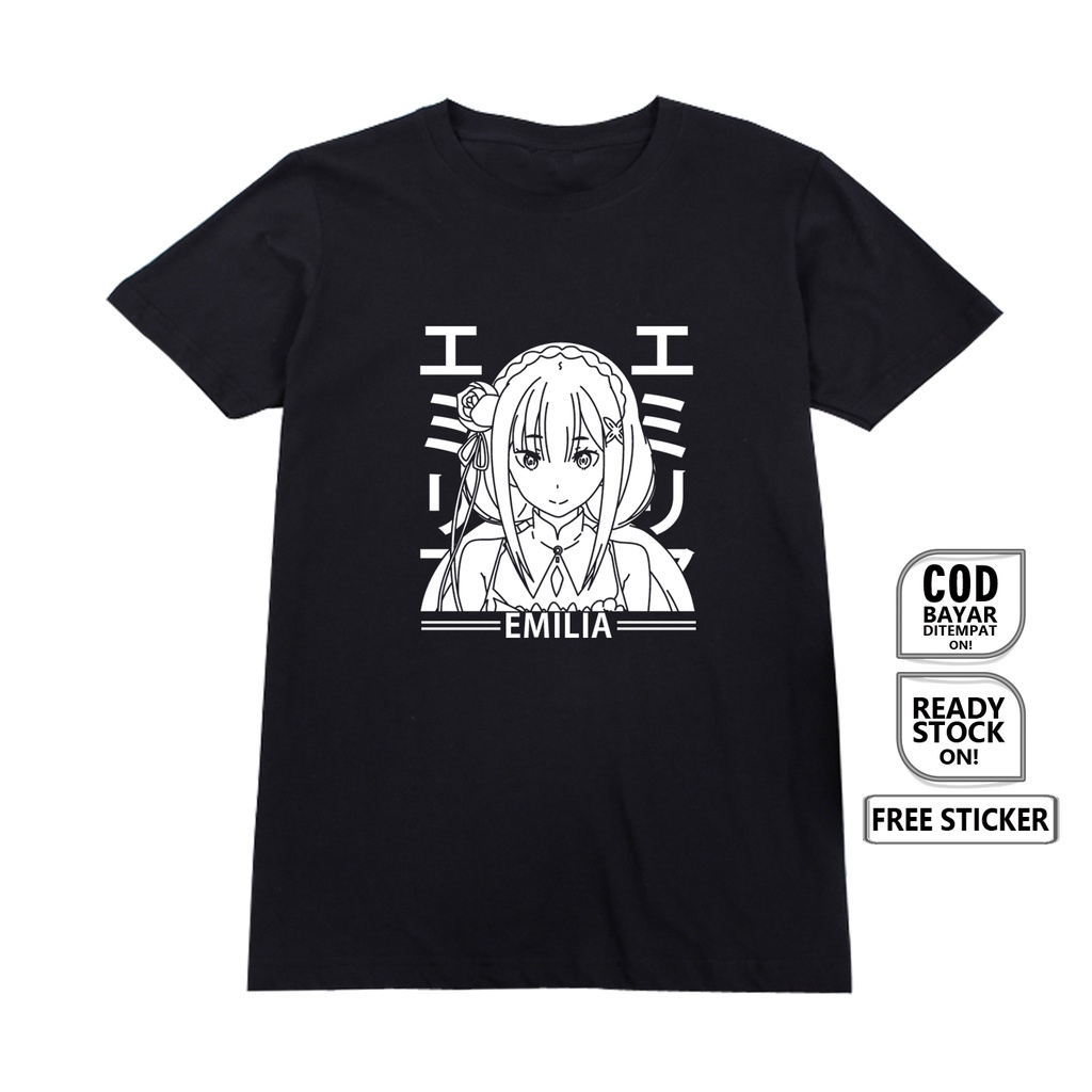 KAOS WAIFU ANIME MANGA EMILIA RE ZERO HYOUKETSU NO MAJA EMIRI KINGDOM OF LUGNICA WIBU REM COSPLAY JAPAN CULTURE NATSUKI SATELLA ECHIDNA OTAKU BAJU JEPANG - SIGN CLOTH