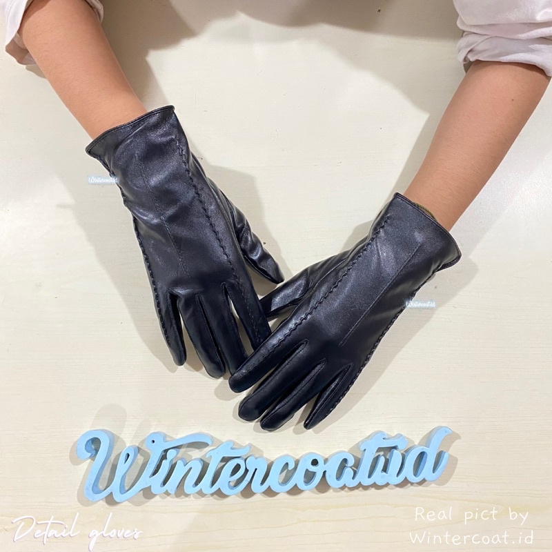 Sarung tangan kulit wanita leather gloves women winter musim dingin hangat touchscreen import