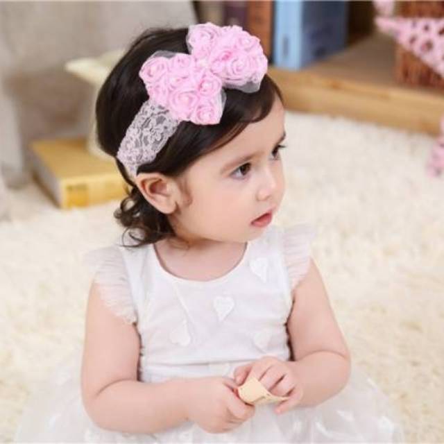 Bandana Pita Anak / Headband Pita Bayi Perempuan / Aksesoris Rambut Newborn / Bandana Renda Anak