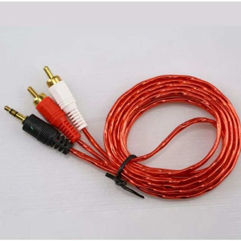 Kabel Jack Audio Aux To 2 Rca Transparan High Kualitas / Kabel Audio Aux 2 in 1 / Kabel Speaker 2in1