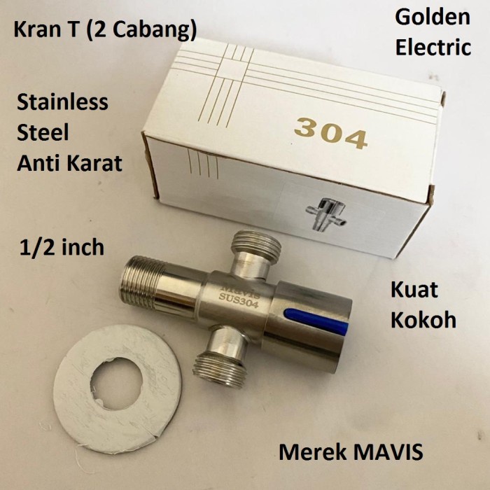 Stop Kran Keran Air Tembok T 2 Cabang Jet Shower Closet Double ON OFF