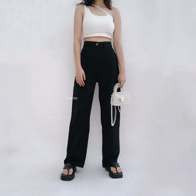 CLOTHIER - Matty Black Baggy Jeans | Unisex Wide Leg Denim