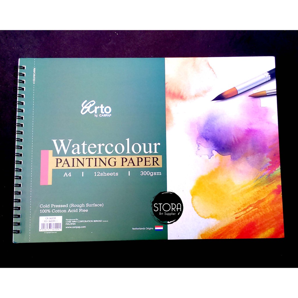 

Arto Watercolour Painting Paper Ring A4 300gsm Cotton Buku Gambar