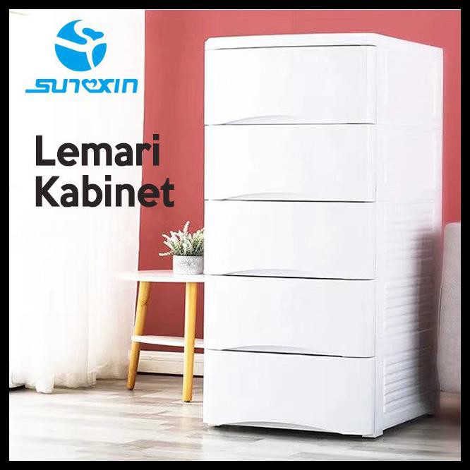 Plastic Storage Cabinet, Lemari/Laci Plastik Putih - 5 Susun
