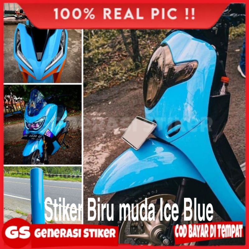 Stiker Skotlet Motor Biru Muda Sticker Biru Langit