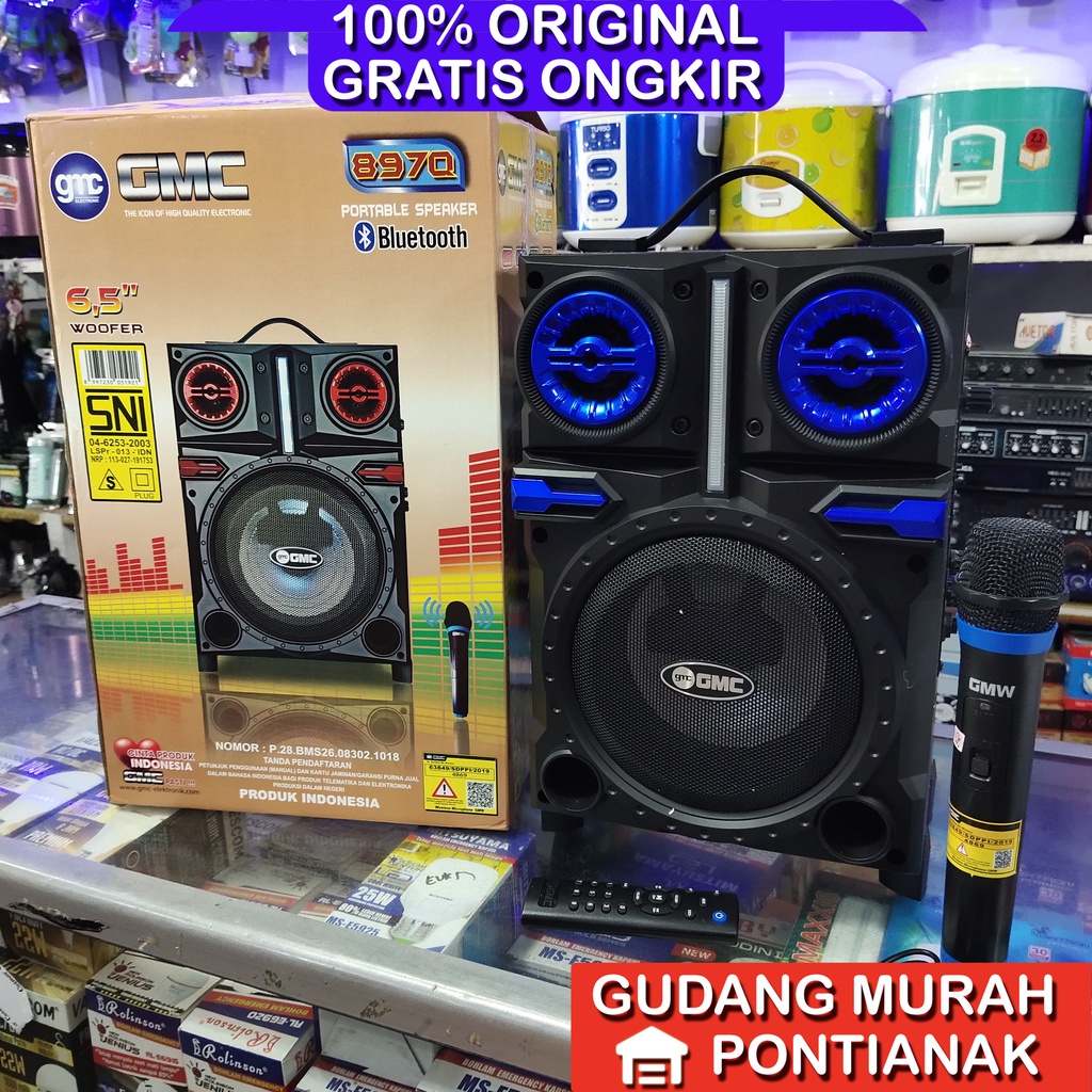 Speaker GMC Body Besar 6,5&quot; Bluethoot Mic Wireless Salon 897Q