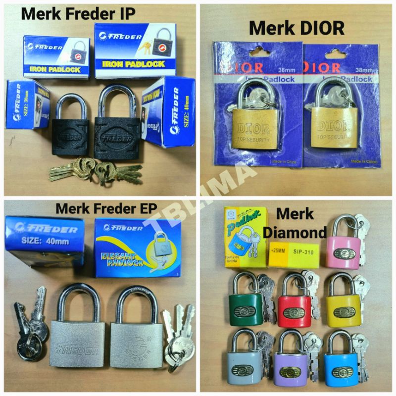 Gembok Padlock Kunci Kecil Besar Pagar Koper Besi Kuat